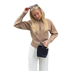 Damen Elegante Strickjacke mit Kängurutasche und zeitgemäßem Schnitt R&B