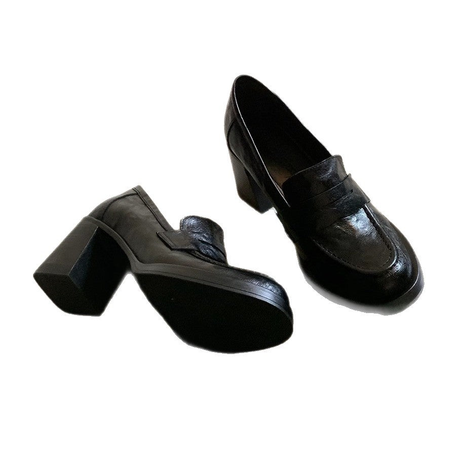 Damen Modische Blockabsatz-Slipper mit edlem Leder R&B