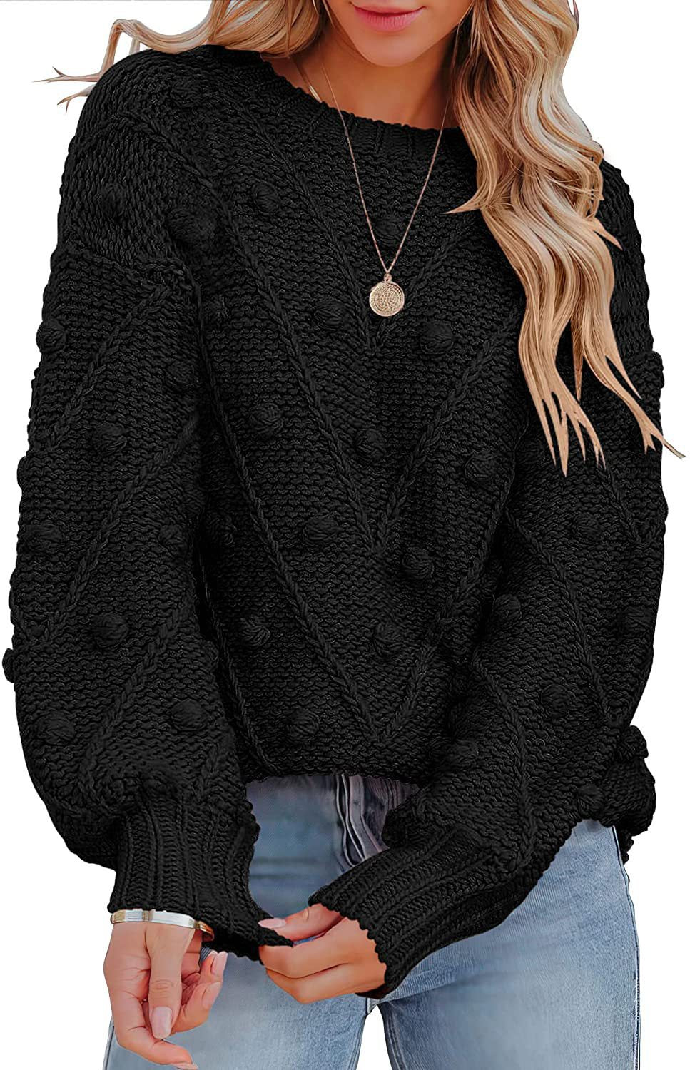 Damen stylischer Strickpullover mit strukturiertem 3D-Muster R&B