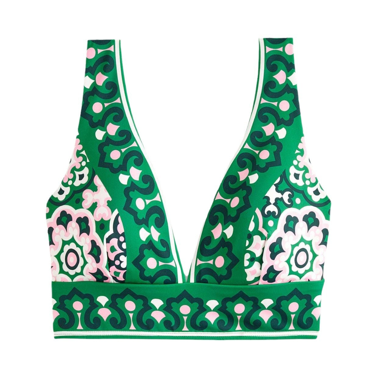 Damen Bikini-Oberteil mit tiefem V-Ausschnitt und floralem Muster R&B