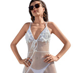 Damen elegante Netz-Strandüberwurf R&B