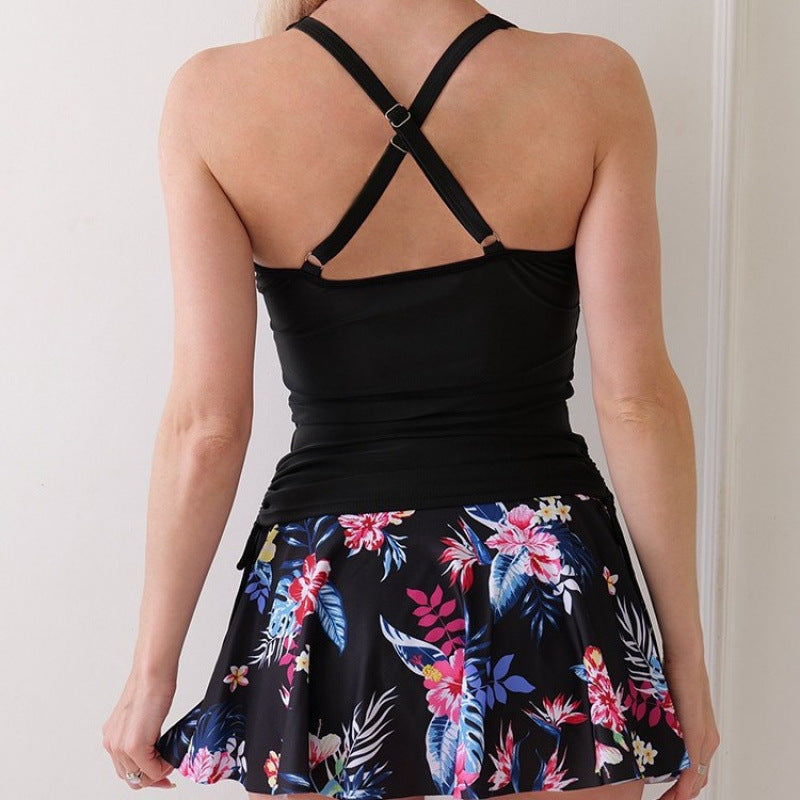 Damen Tankini-Set mit floralem Rock und figurformendem Oberteil R&B