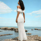 Damen Off-Shoulder Häkelkleid mit figurbetontem Schnitt und raffiniertem Design R&B