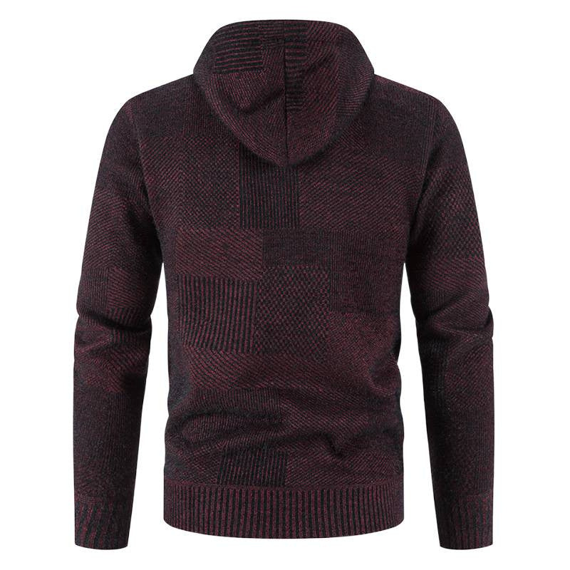 Herren Strickjacke mit Kapuze und modernen Strukturelementen R&B