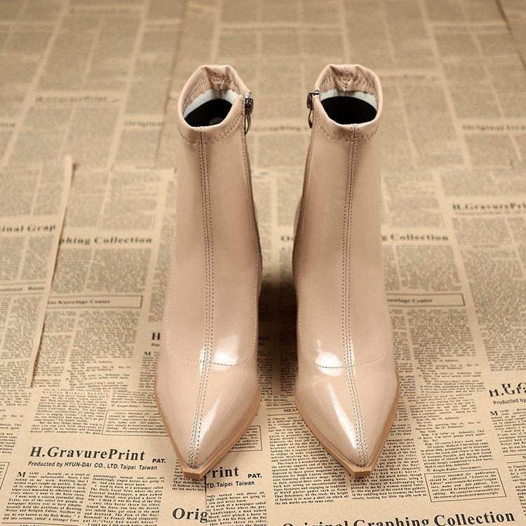 R&B | Lackleder Stiefeletten mit Blockabsatz