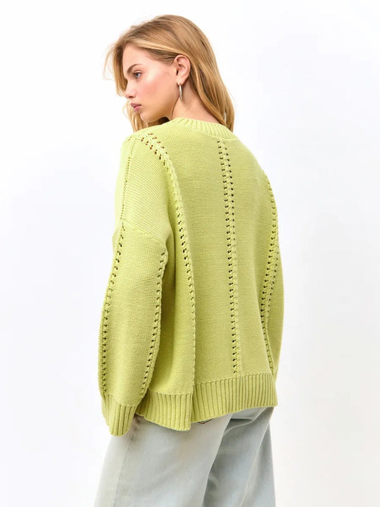 Damen Modischer Strickpullover mit Lochmuster R&B