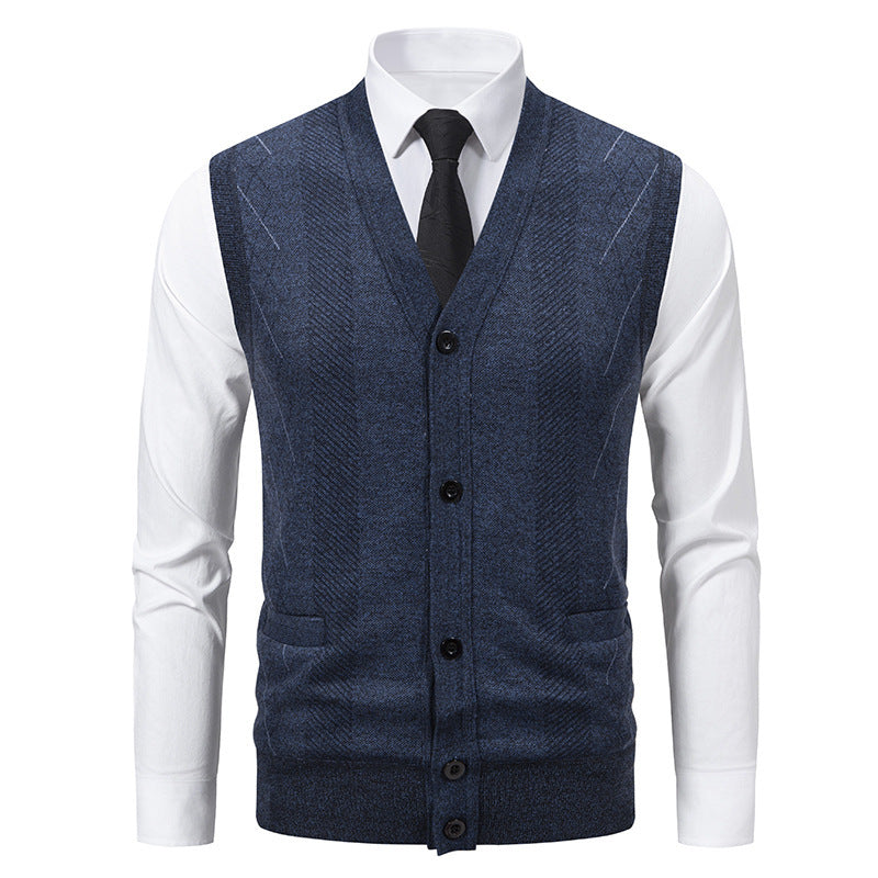 Herren Strickjacke mit klassischem V-Ausschnitt und feinem Zopfmuster R&B