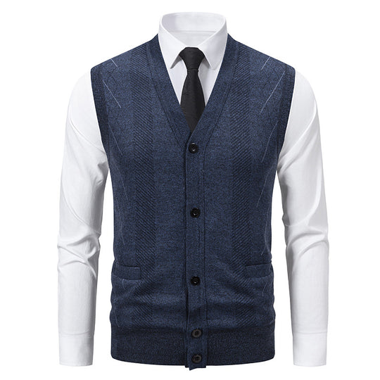 Herren Strickjacke mit klassischem V-Ausschnitt und feinem Zopfmuster R&B