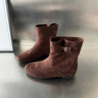 Damen elegante Stiefeletten aus weichem Wildleder mit modischem Schnallenverschluss R&B