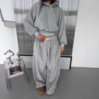 Damen Crop-Hoodie und Jogginghose Set R&B