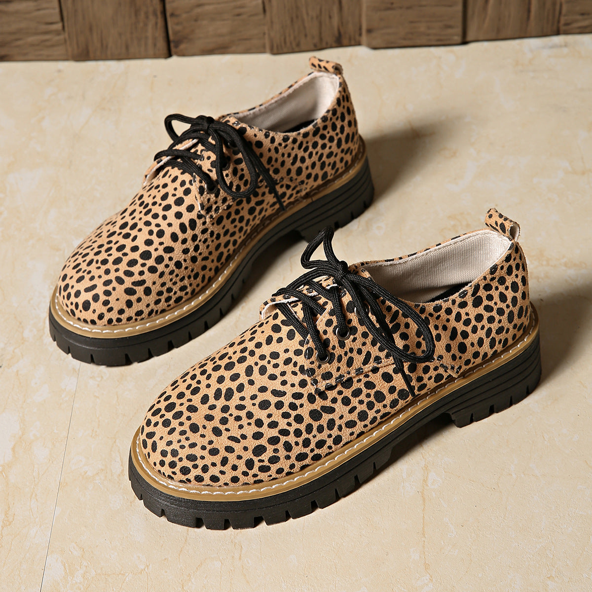Damen Mode Schnürschuhe mit trendigem Animal-Print und rutschfester Sohle R&B