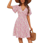Damen Kurzarm Sommerkleid mit floralem Muster R&B