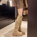 Damen Hohe Stiefel mit modischem Gürtel und Plateau-Sohle R&B