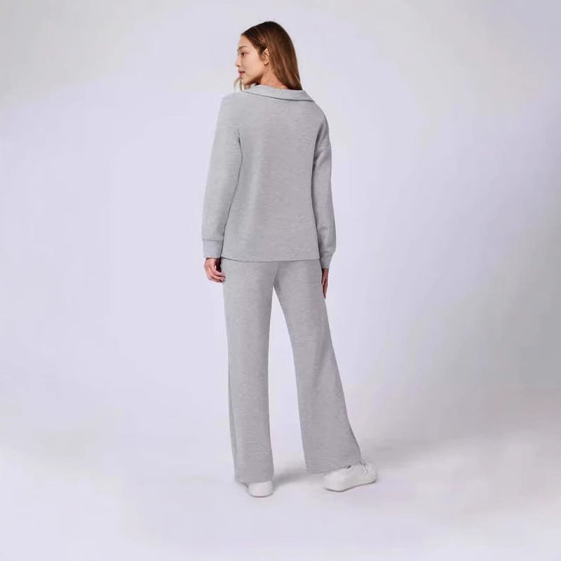 Damen lässiges Lounge-Set mit weitem Schnitt und gemütlichem V-Ausschnitt R&B