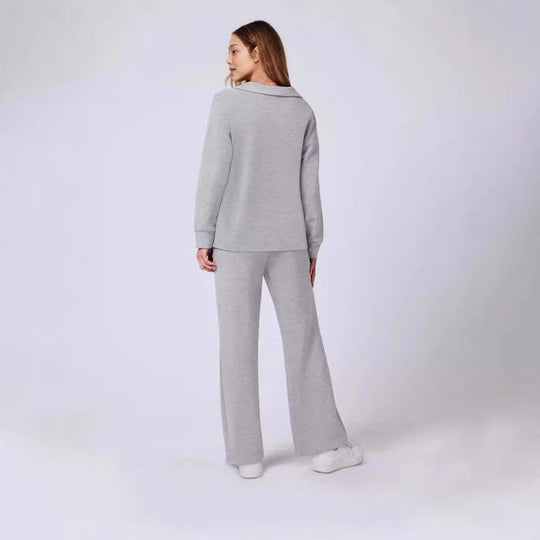Damen lässiges Lounge-Set mit weitem Schnitt und gemütlichem V-Ausschnitt R&B