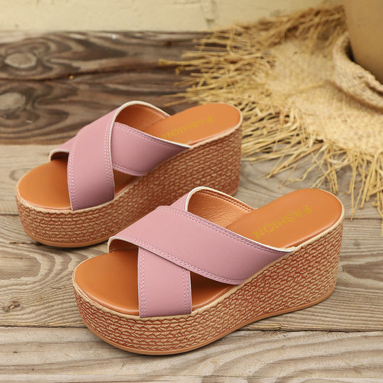 Damen Wedge-Pantoletten mit dekorativem geflochtenem Detail und rutschfester Sohle R&B