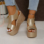 Damen modische Wedgesandalen mit durchgehendem Cut-Out-Design R&B