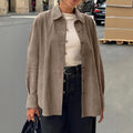 Damen Sanfte Kunstlederjacke mit Knopfverschluss R&B