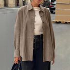 Damen Sanfte Kunstlederjacke mit Knopfverschluss R&B