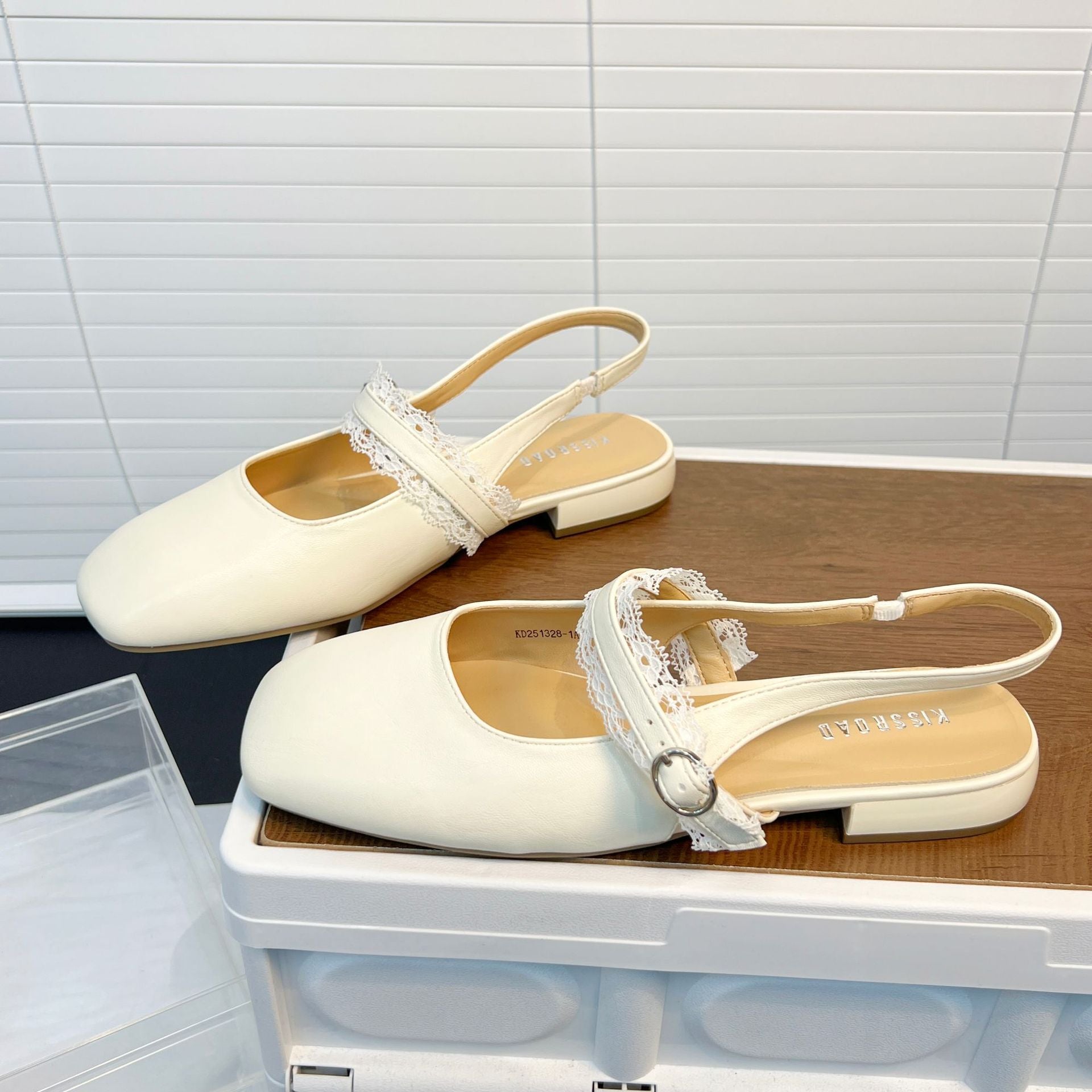 Damen Slingback Ballerinas mit zarter Spitzenverzierung und komfortablem Fußbett R&B