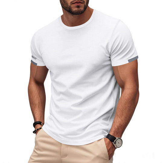 Herren nan athletisches Kurzarm Baumwolljersey T-Shirt mit Rundhalsausschnitt und reflektierenden Ärmeldetails R&B