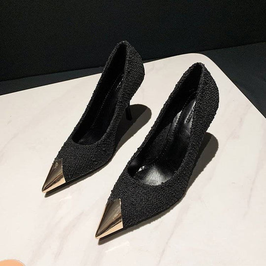 Damen elegante spitze Pumps mit metallic Akzenten R&B