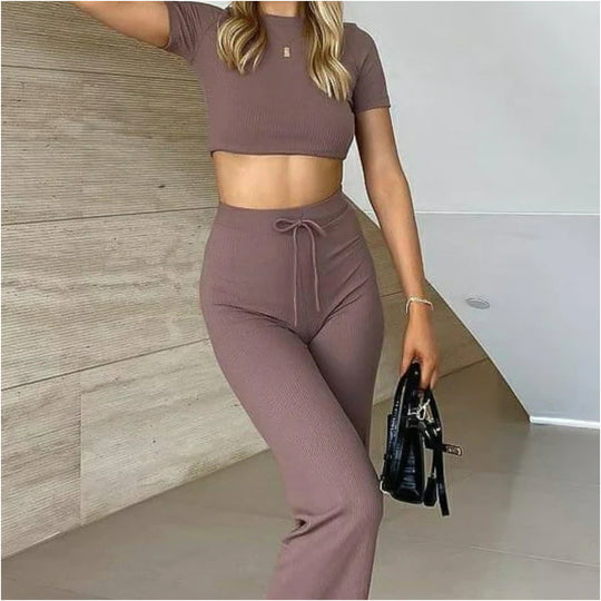 Damen Kurzarm Crop-Top R&B