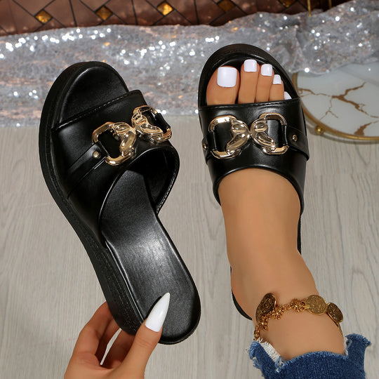 Damen Komfort-Sandalen mit elegantem Ketten-Detail und rutschfester Sohle R&B