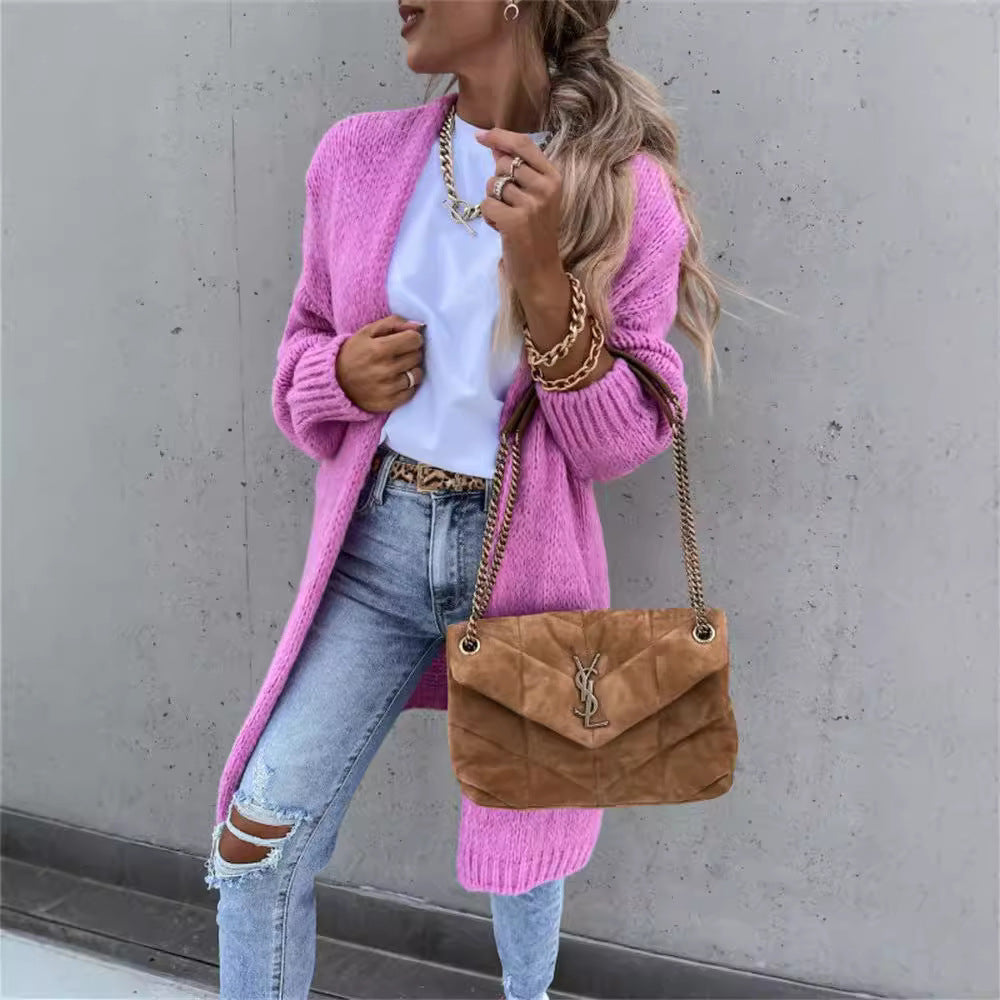Damen Strickmantel mit lässigem, offenem Design und weichem Material