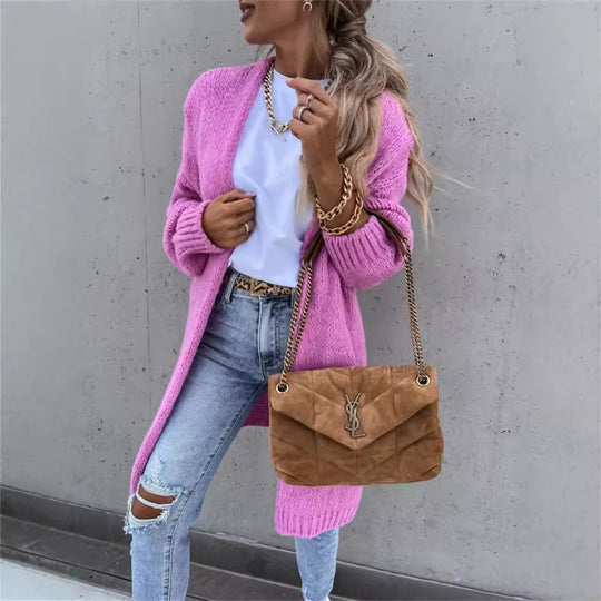 Damen Strickmantel mit lässigem, offenem Design und weichem Material R&B