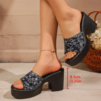 Damen Elegante und modische Sandalen mit offenem Zehenbereich und Blockabsatz R&B