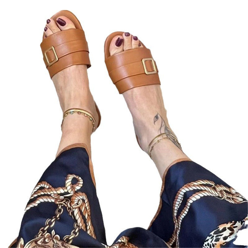 Damen modische Riemchen-Sandalen mit elegantem Schnallen-Detail R&B