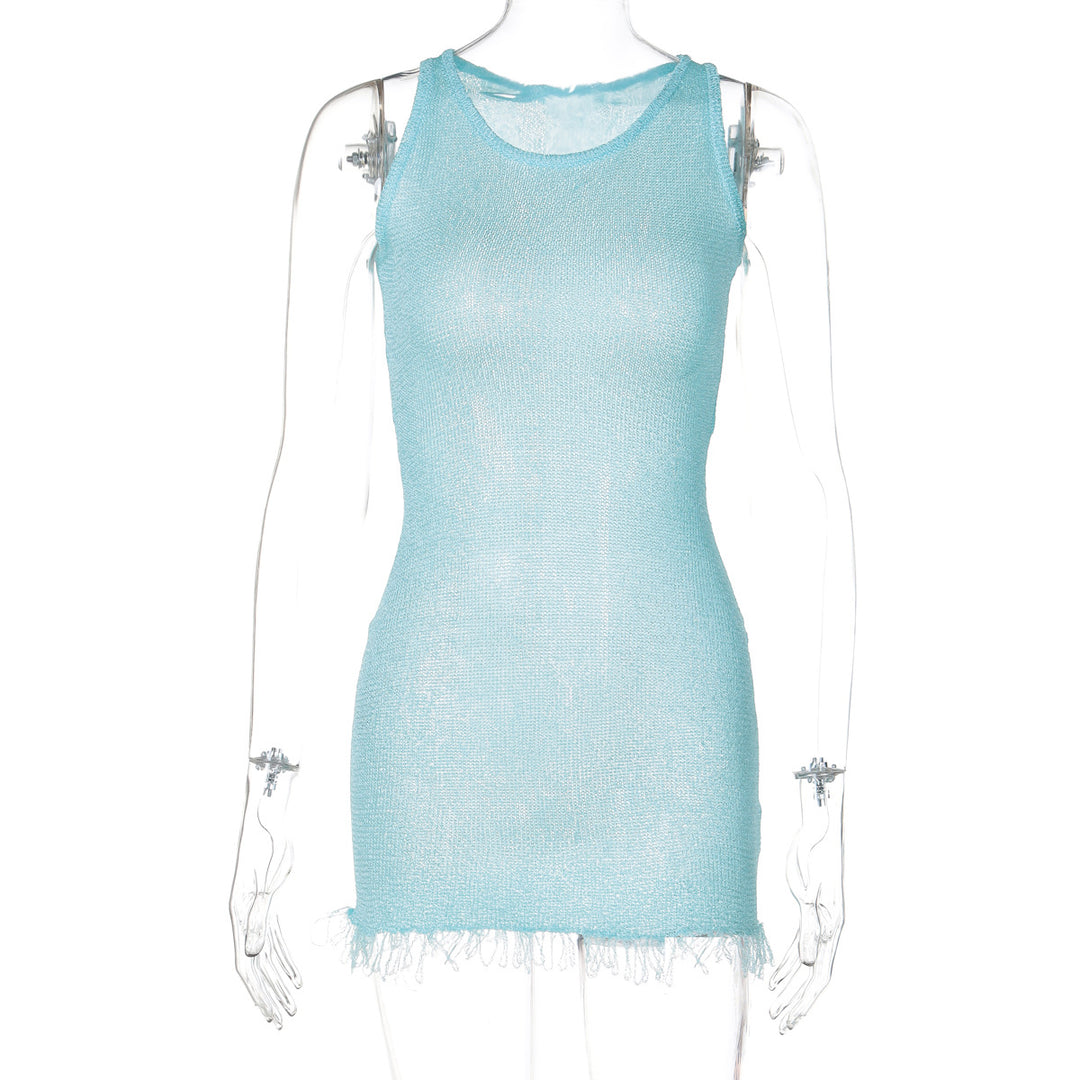 Damen Netzkleid mit zarten Fransen R&B