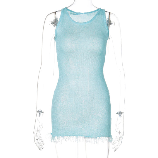 Damen Netzkleid mit zarten Fransen R&B