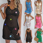 Damen Häkel-Strandkleid mit dekorativen Blumenapplikationen R&B
