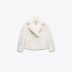 Damen Plüschige Kurzjacke mit breitem Kragen R&B