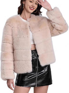 Damen trendige Kunstpelzjacke R&B