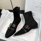 Damen Ankle Boots mit modischen Schnallen und spitz zulaufendem Design