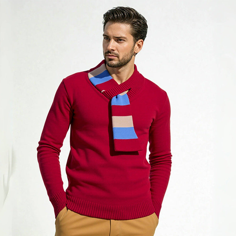 Herren eleganter Pullover mit modernem V-Ausschnitt und feinen Rippdetails R&B