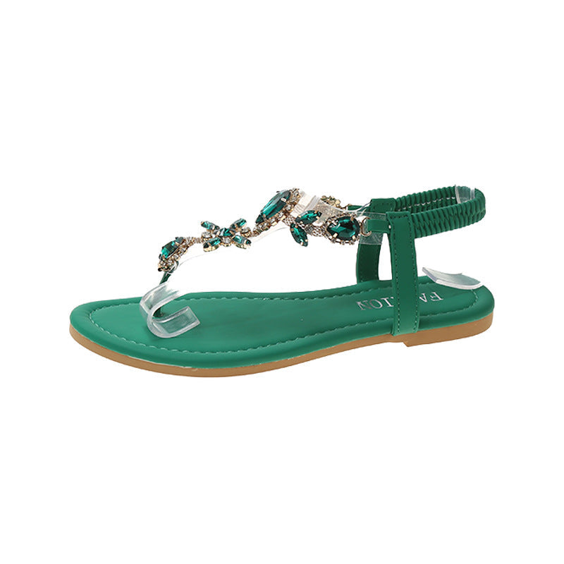 Damen elegante Zehentrenner-Sandalen mit funkelndem Strass R&B