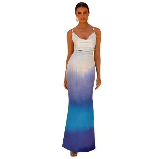 Damen elegantes Maxikleid mit zartem Ombre-Effekt R&B