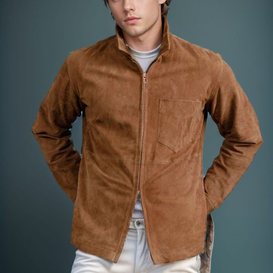 Herren modische und hochwertige Wildlederjacke R&B