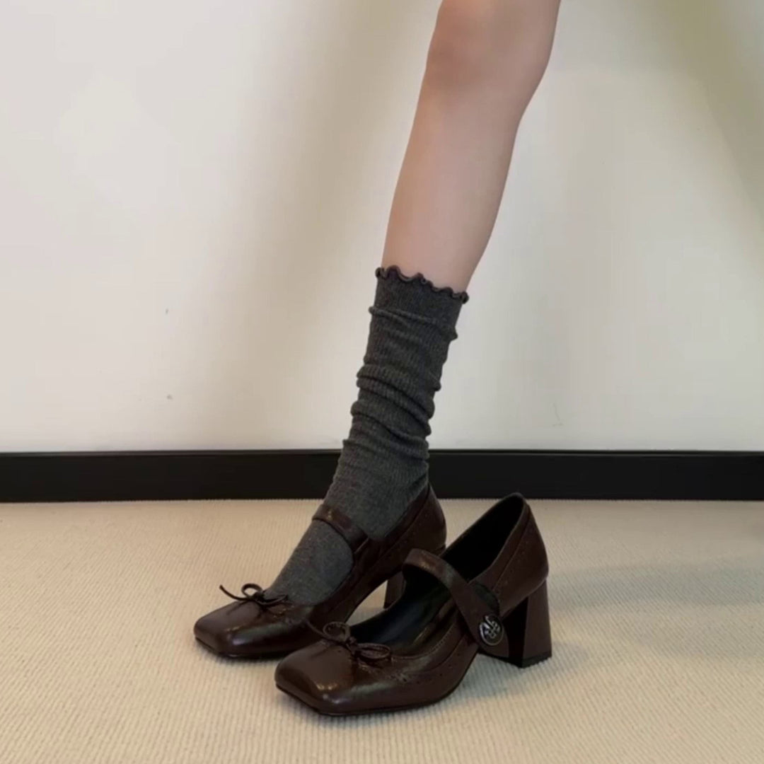 Damen Mary Jane Absatzschuhe mit dekorativen Schleifen und komfortablem Blockabsatz R&B