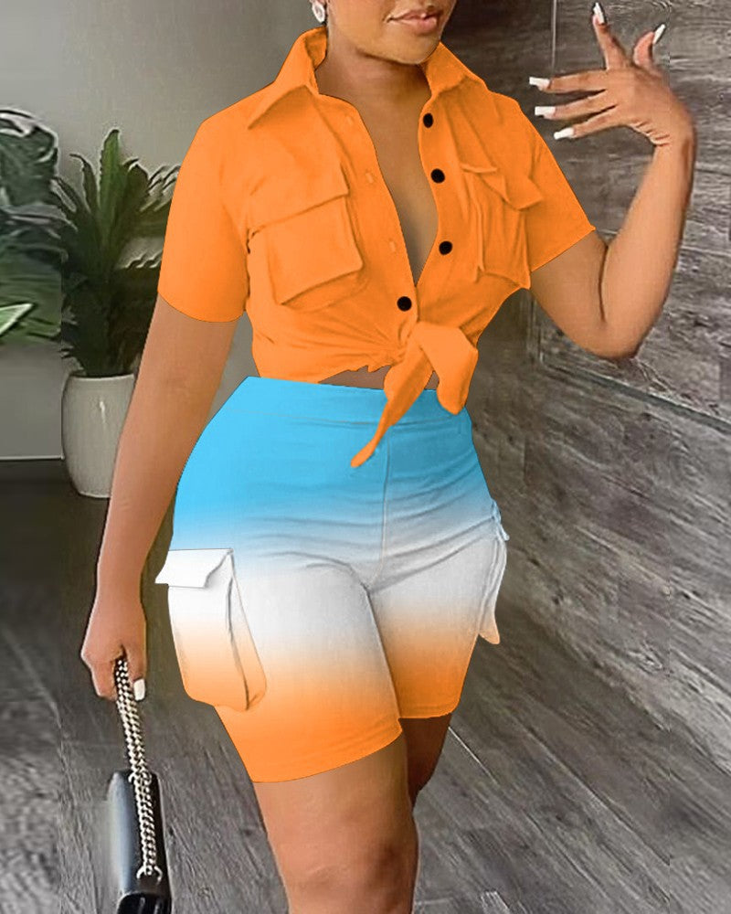 Damen Freizeit Set mit modischem Hemd und stylischen Shorts R&B
