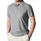 Herren nan figurbetontes Kurzarm-Poloshirt aus elastischem Jersey mit Hemdkragen und kurzer Knopfleiste R&B