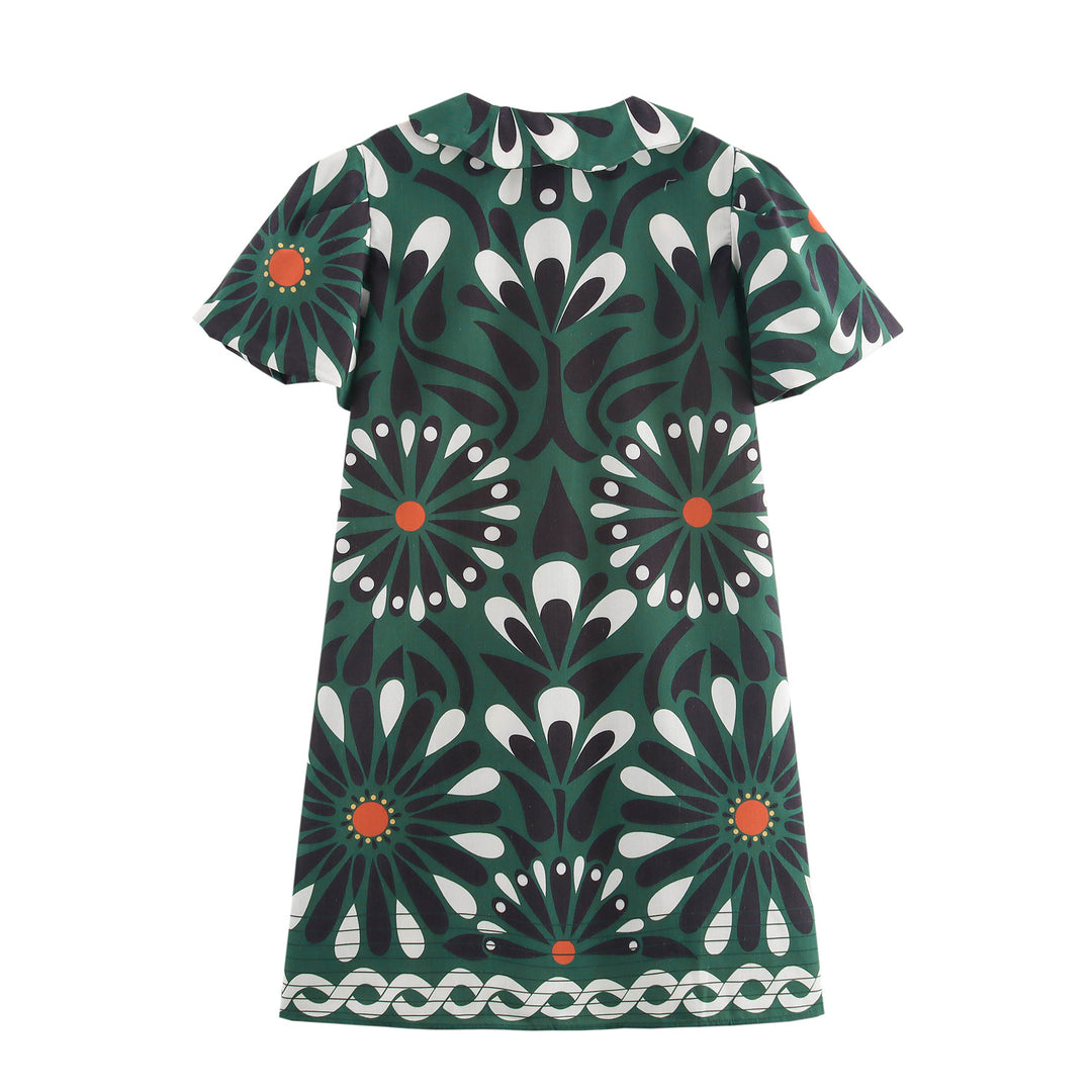 Damen Kleid mit floralem Muster und Kragen R&B