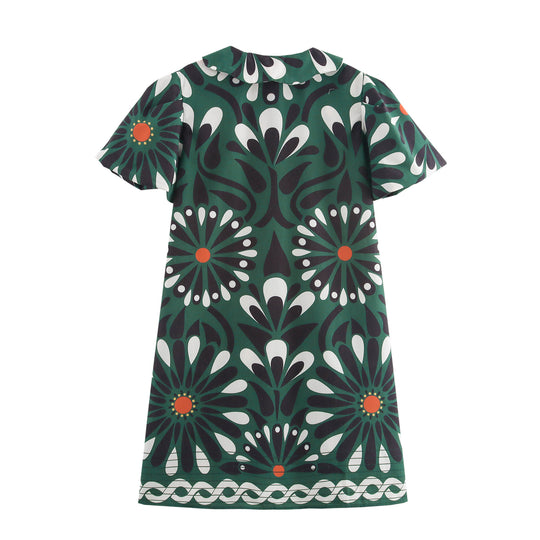 Damen Kleid mit floralem Muster und Kragen R&B
