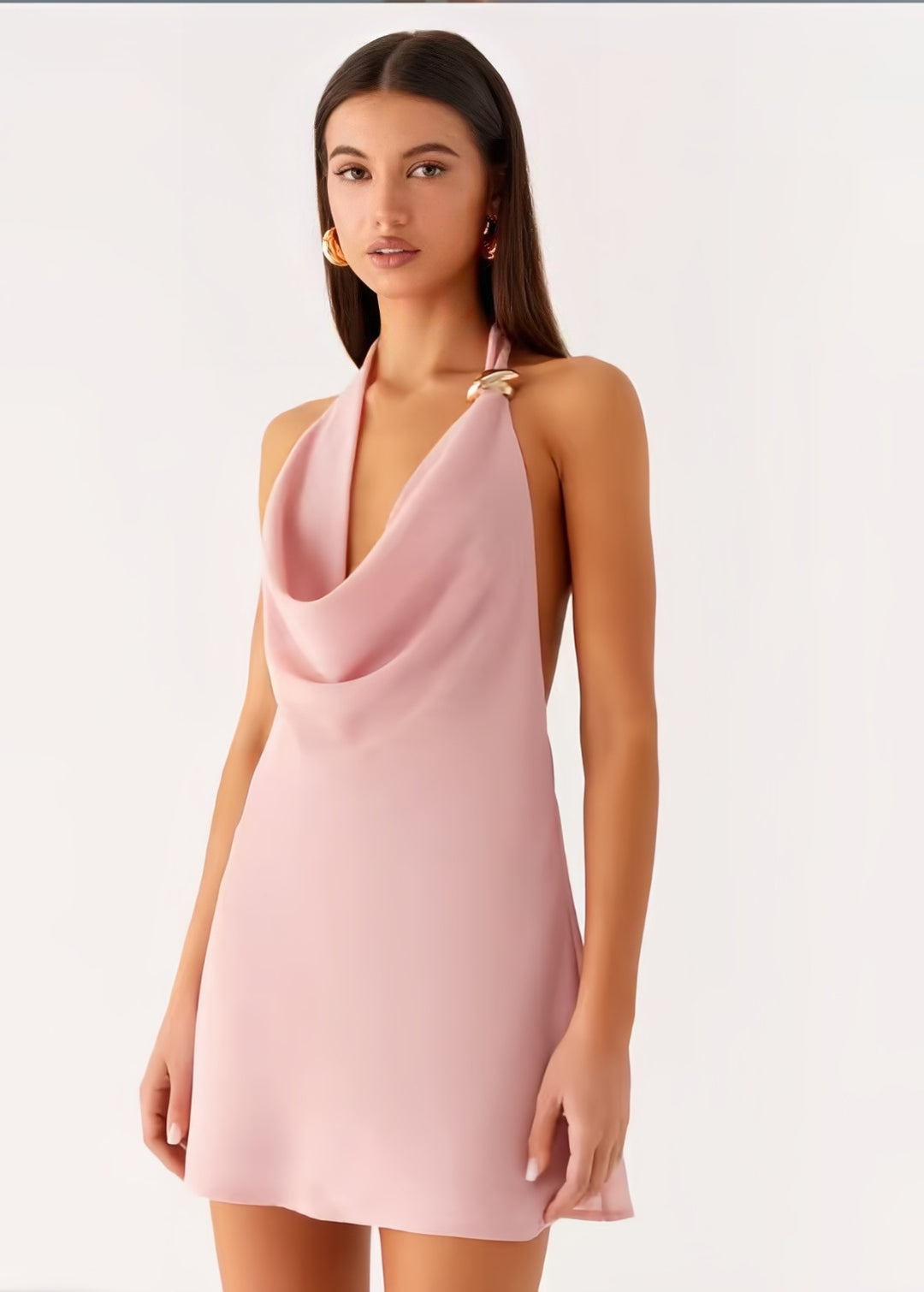 Damen Elegantes Chiffonkleid mit geschwungenem Halterneck R&B