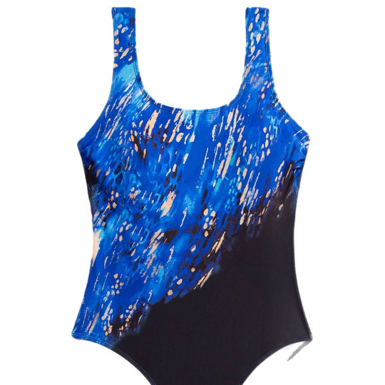 Damen Sportlicher Einteiler Badeanzug mit dynamischem Mustermix R&B