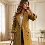 Damen exklusiver Double-Breasted-Mantel mit stilvollen Knopfdetails R&B